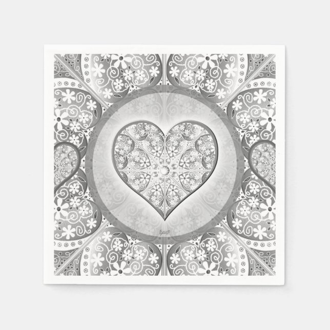 Serviette En Papier Céramique gris dentelle (Devant)