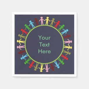 Serviette En Papier Cercle coloré des gens Texte personnalisé