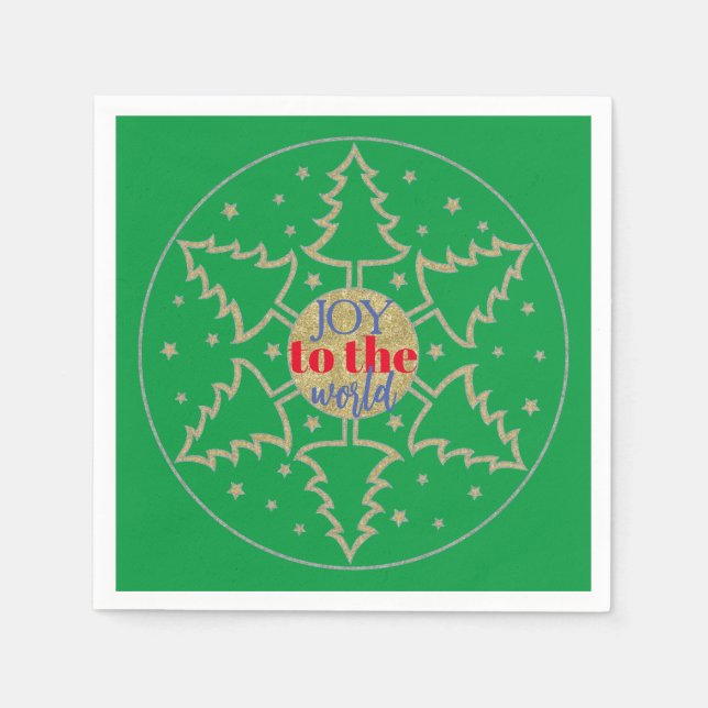 Serviette En Papier Cercle de Noël des arbres verts (Devant)