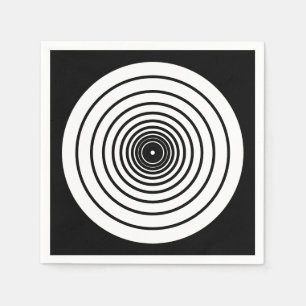 Serviette En Papier Cercle noir et blanc motif géométrique moderne