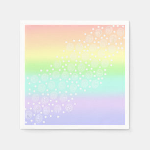 Serviette En Papier Cercles arc-en-ciel pastel en cercles