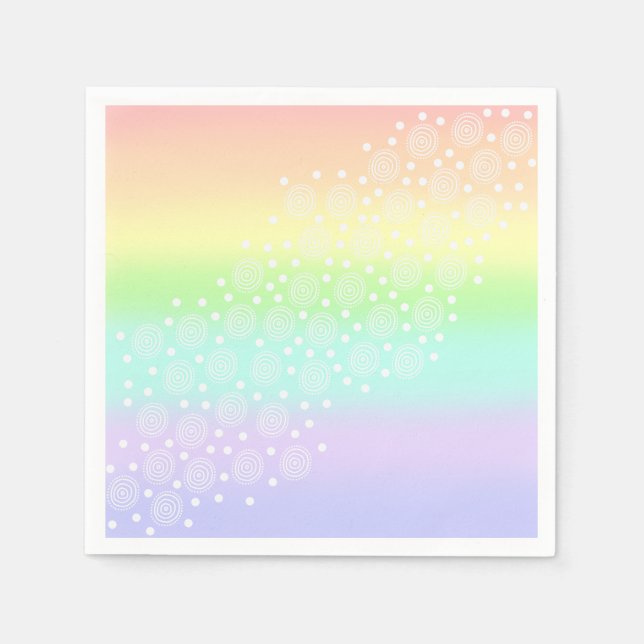 Serviette En Papier Cercles arc-en-ciel pastel en cercles (Devant)