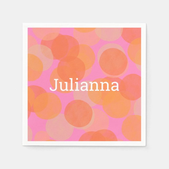 Serviette En Papier Cercles d'aquarelle orange mignonne géométrique mo (Devant)