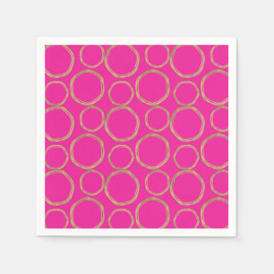 Serviette En Papier Cercles d'or et rose chaud brillant Gras moderne t