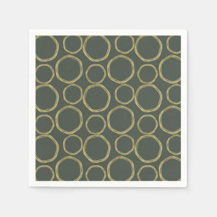 Serviette En Papier Cercles d'or & Olive rustique Vert moderne tendanc