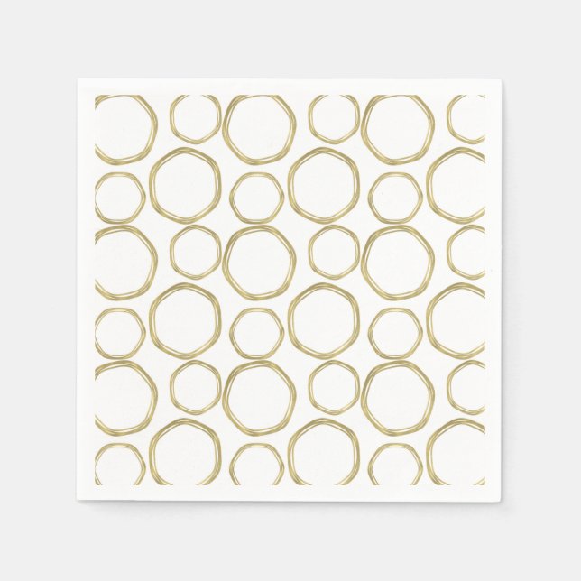 Serviette En Papier Cercles d'or sur blanc moderne tendance (Devant)