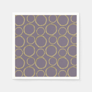 Serviette En Papier Cercles d'or & Taupe rustique violet moderne tenda