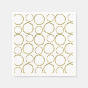 Serviette En Papier Cercles Dorés Sur Fond Blanc Moderne Tendance