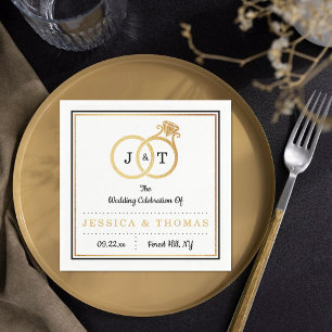 Serviette En Papier Cercles Mariages Chic Faux Gold Foil