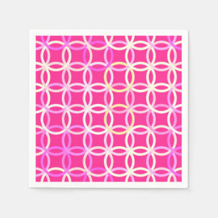 Serviette En Papier Cercles modernes du milieu du siècle, Fuchsia Pnk 