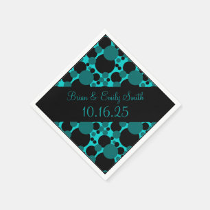 Serviette En Papier Cercles turquoises noirs serviettes personnalisabl