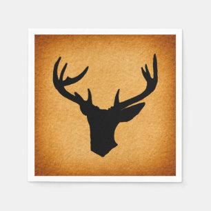 Serviette En Papier Cerf Antlers Silhouette Rustique Vintage Buck Deer