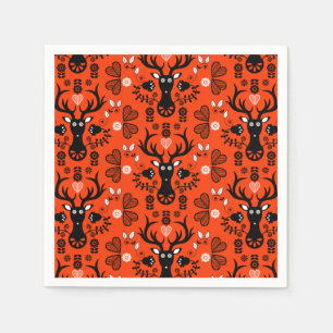 Serviette En Papier Cerf d'art populaire scandinave