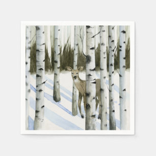Serviette En Papier Cerf en chute de neige