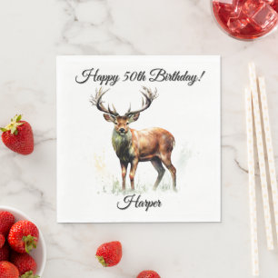 Serviette En Papier Cerf Impressionnant Anniversaire Nom