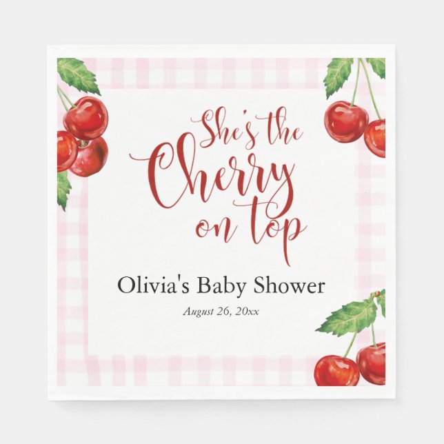 Serviette En Papier Cerise sur le Baby shower supérieur (Devant)