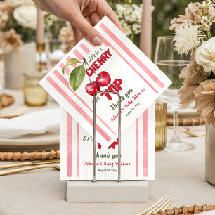 Serviette En Papier Cerise sur le dessus Fête bébé Rose Rétro Rayé