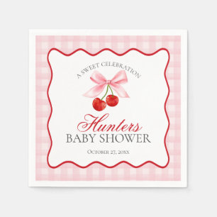 Serviette En Papier Cerise Sweet Coquette Rose Bow En vichy Baby showe