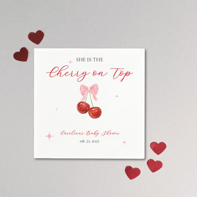 Serviette En Papier Cerise Unique sur le dessus Baby shower  (Créateur téléchargé)