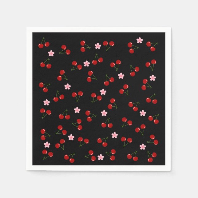 Serviette En Papier Cerises noires (Devant)