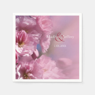 Serviette En Papier cerisier rose fleurs mariage de printemps