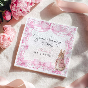 Serviette En Papier Certain Lapin a un an Fille 1er Anniversaire