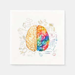 Serviette En Papier Cerveau Coloré - Science Et Art - Neuroscience Ne