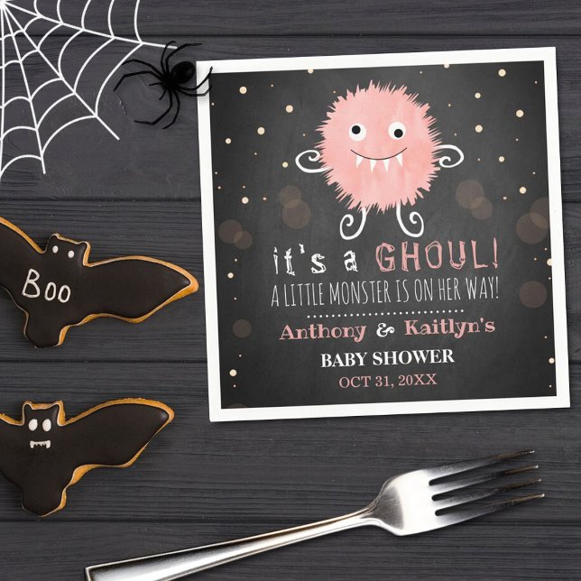 Serviette En Papier C'est A Ghoul ! Baby shower d'Halloween de Little  (Créateur téléchargé)