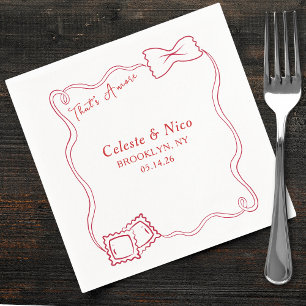 Serviette En Papier C'est Amore Hand Drawn Pasta Rouge Mariage italien