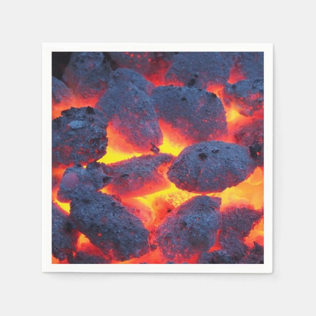 Serviette En Papier C'est BBQ temps chaud grill charbon rouge gris noi (Devant)