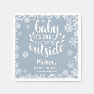 Serviette En Papier C'est Froid Dehors Blue Boy Hiver Baby Shower