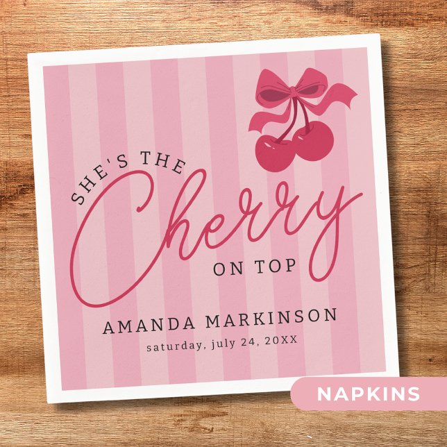 Serviette En Papier C'est la cerise sur le Baby shower rose (Créateur téléchargé)