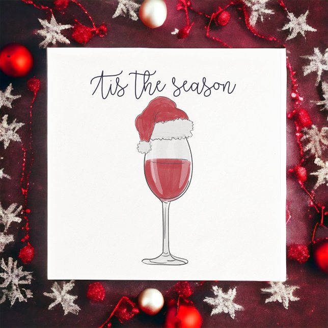 Serviette En Papier C'est la saison Santa Hat Vacances de vin (Créateur téléchargé)