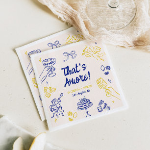 Serviette En Papier C'est l'Amour ! Fiançailles italiennes bleues et j