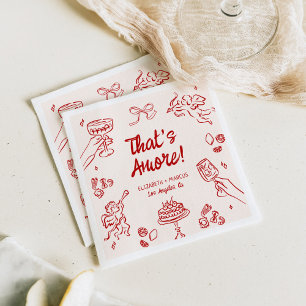 Serviette En Papier C'est l'amour! Fiançailles rouges à l'italienne