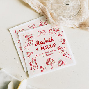 Serviette En Papier C'est l'amour! Fiançailles rouges à l'italienne
