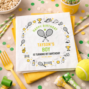 Serviette En Papier C'est l'anniversaire du jeu de tennis pour enfants