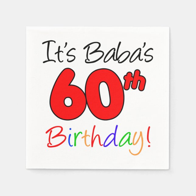 Serviette En Papier C'est le 60ème anniversaire de Baba (Devant)