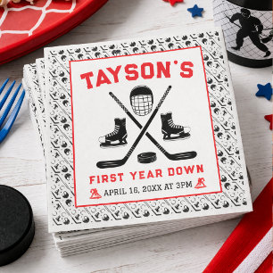 Serviette En Papier C'est l'heure du hockey, fête d'anniversaire 1 an