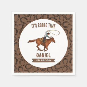 Serviette En Papier C'est Rodeo Time Cowboy anniversaire