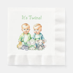 Serviette En Papier C'est Twins ! Baby shower jumeaux garçon mignon