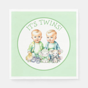 Serviette En Papier C'est Twins ! Baby shower jumeaux garçon mignon
