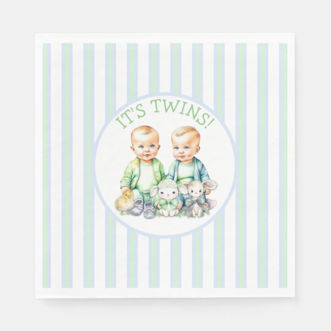 Serviette En Papier C'est Twins ! Baby shower jumeaux garçon mignon (Devant)