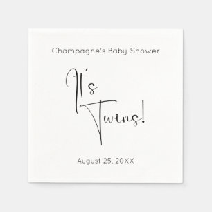 Serviette En Papier C'est Twins Modern Script Baby shower