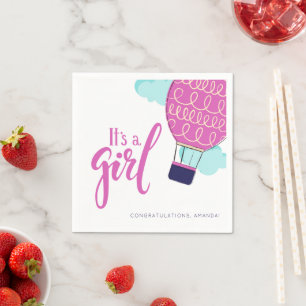 Serviette En Papier C'est un Baby shower à bulle à air chaud rose Girl