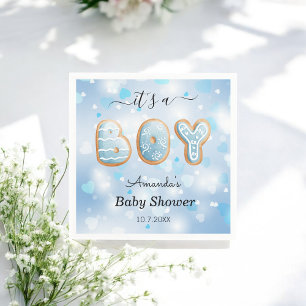 Serviette En Papier C'est un Baby shower de biscuits bleu garçon
