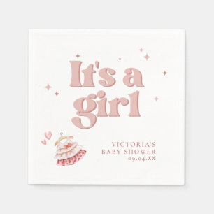 Serviette En Papier C'est un Baby shower de script simple rose fille