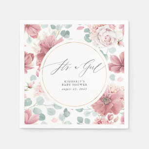 Serviette En Papier C'est un Baby shower floral Rose Dusty