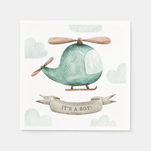 Serviette En Papier C'est un Baby shower pour garçons | Pilote de véhi (Devant)