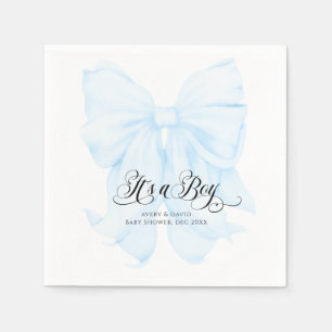 Serviette En Papier C'est un Boy Blue Bow Moderne Baby shower élégant